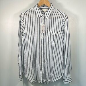 Lucky Brand Women’s Vertical Stripe Button-Down Shirt - White & Blue